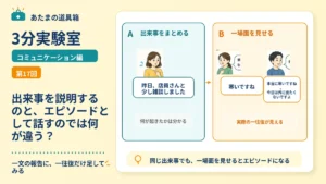 出来事を説明するのと、エピソードとして話すのでは何が違う？