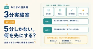 第16回｜5分しかない。何を先にする？