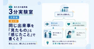 第2回｜同じ出来事を「見たもの」と「感じたこと」で書くと？