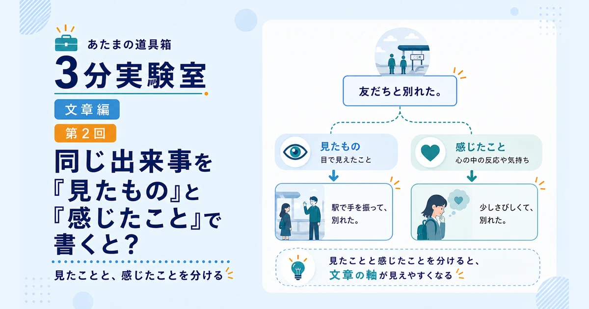 第2回｜同じ出来事を「見たもの」と「感じたこと」で書くと？