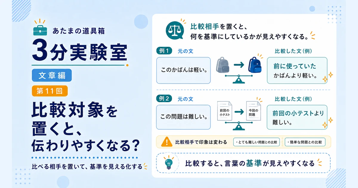 第11回｜比較対象を置くと、伝わりやすくなる？