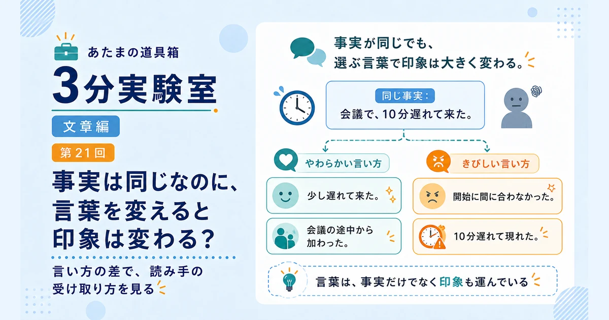 第21回｜事実は同じなのに、言葉を変えると印象は変わる？