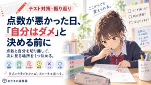 テストの点数が悪くて落ち込んだとき｜点数と自分を切り離して次に見る場所を決める