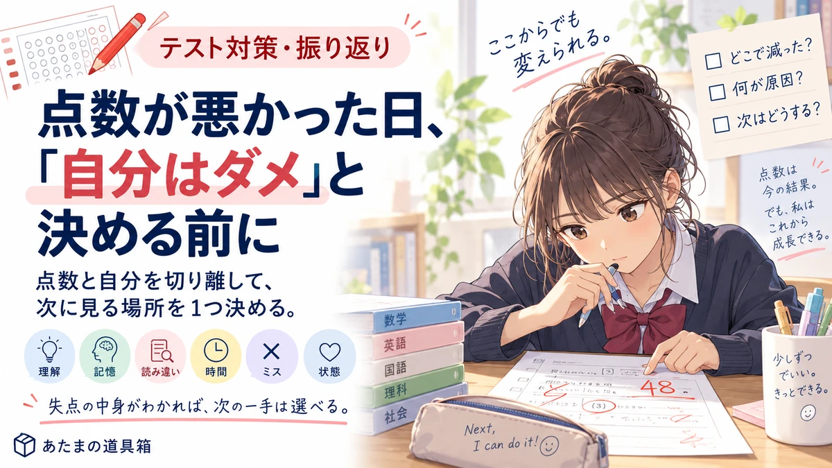 テストの点数が悪くて落ち込んだとき｜点数と自分を切り離して次に見る場所を決める