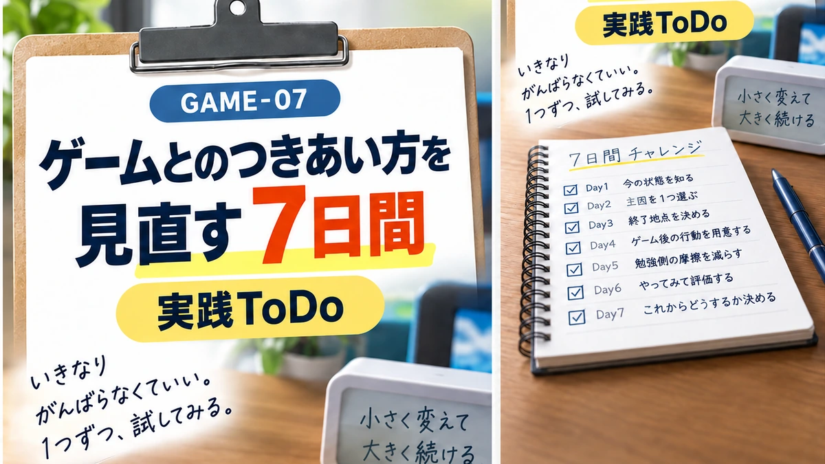 ゲームとの付き合い方を変える7日間ToDo｜いきなり禁止する前に試すこと