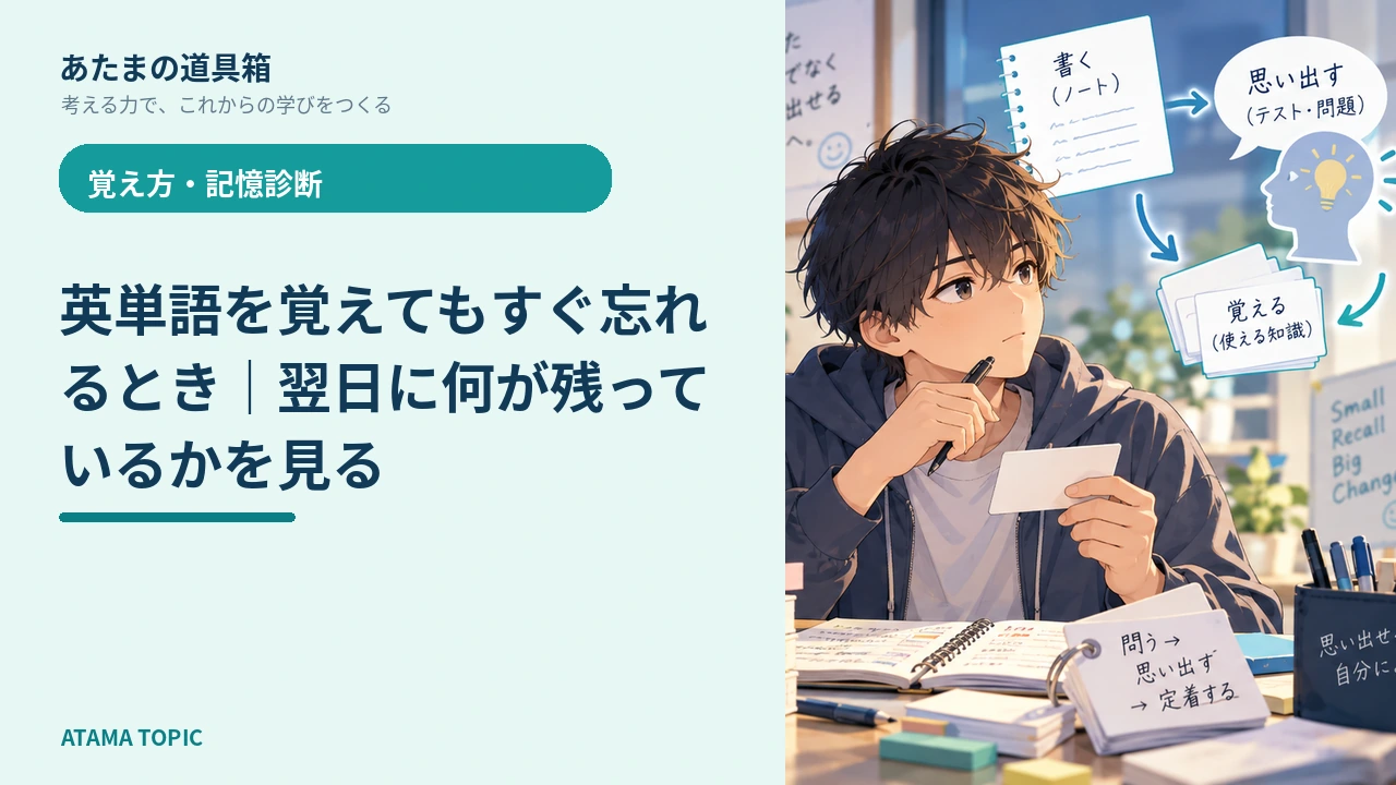 英単語を覚えてもすぐ忘れるとき｜翌日に何が残っているかを見る