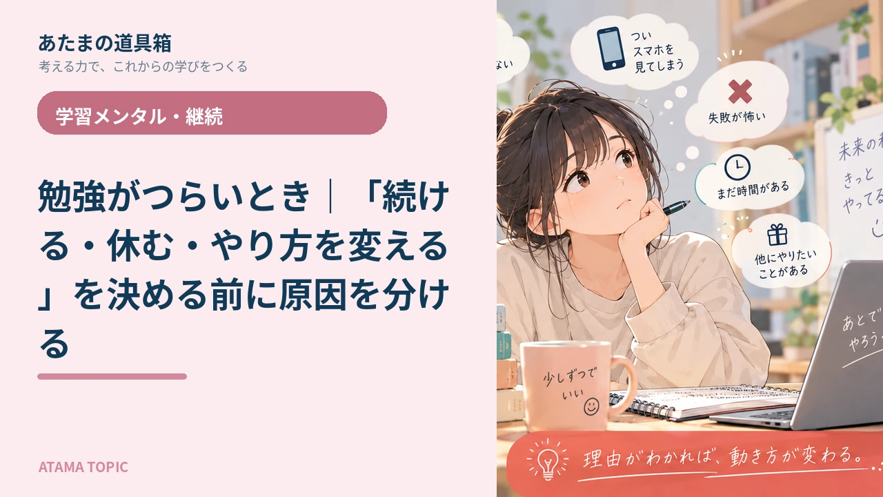 勉強がつらいとき｜「続ける・休む・やり方を変える」を決める前に原因を分ける