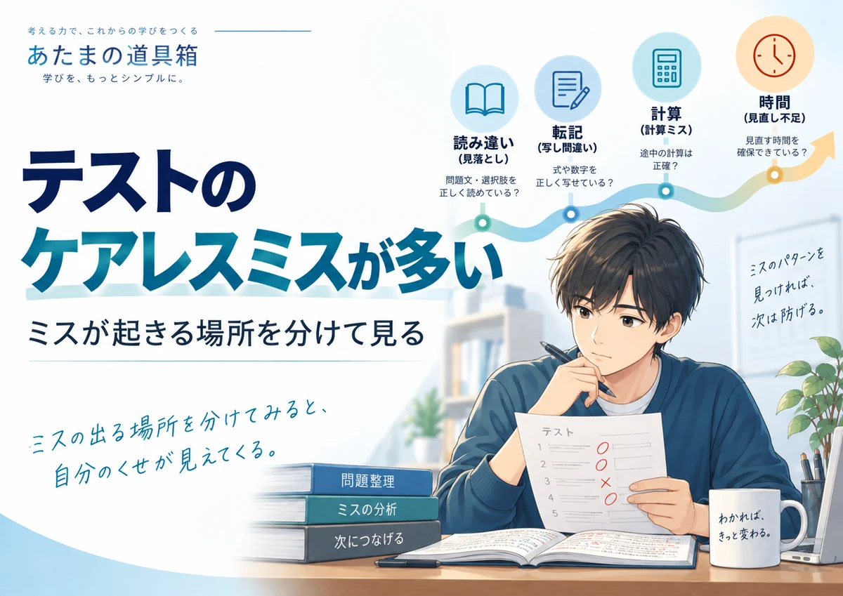 テストのケアレスミスが多い|「もっと注意する」前に、ミスが起きる場所を探す