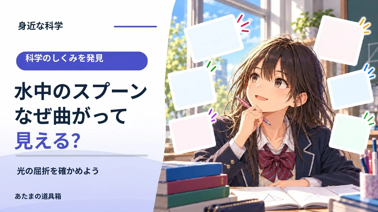 水に入れたスプーンが曲がって見えるのはなぜ？ 光の屈折を確かめよう