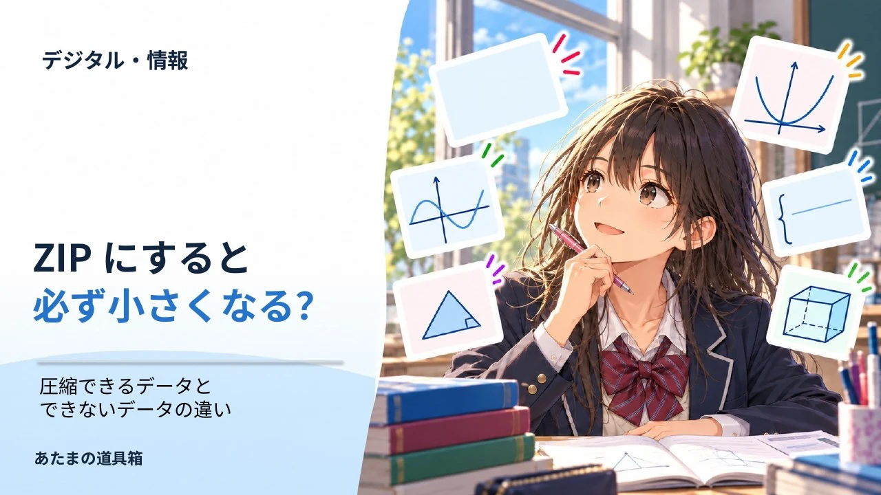 ZIPにすると必ず小さくなる？ 圧縮できるデータとできないデータの違い