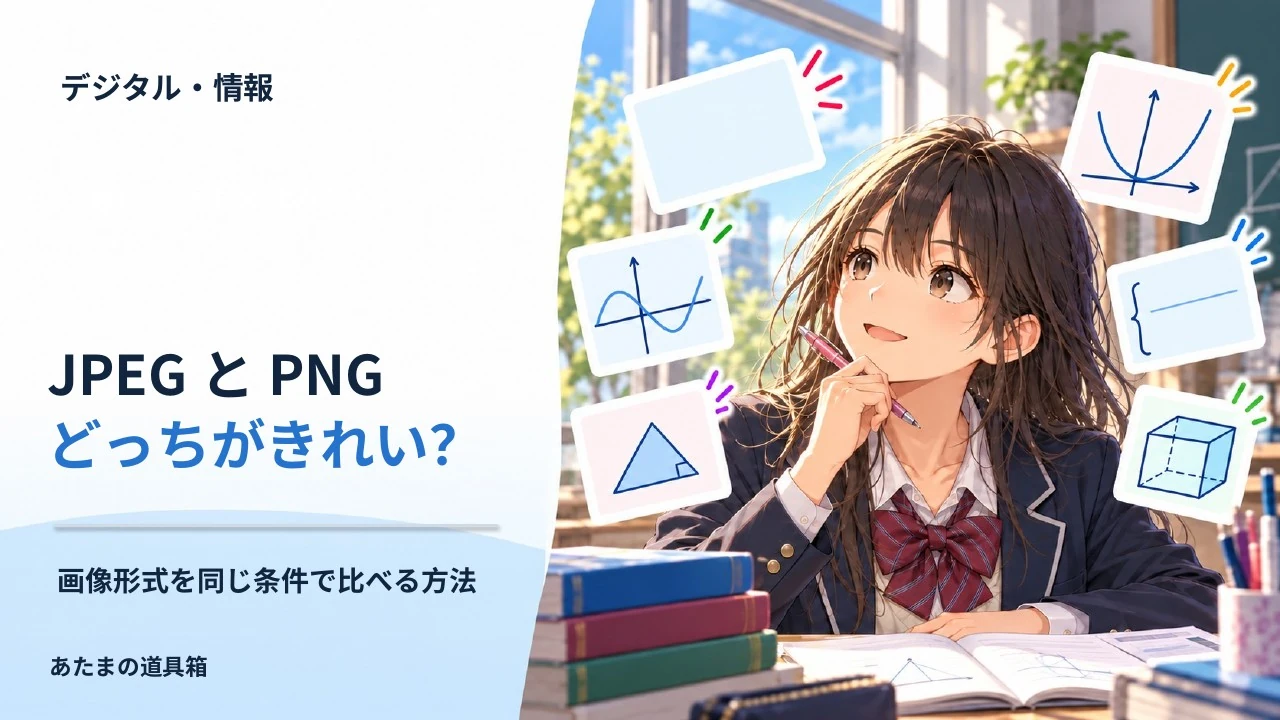 JPEGとPNGはどちらがきれい？ 画像形式を同じ条件で比べる方法