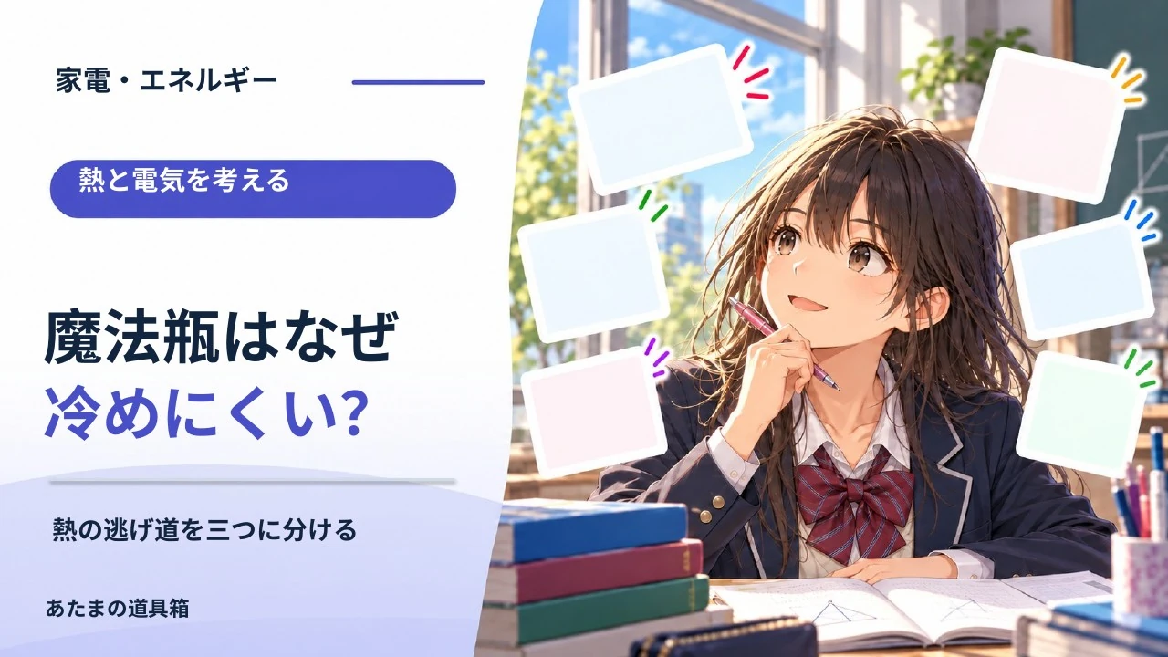 魔法瓶はどうして温かさを保てる？ 熱の逃げ道を三つに分ける