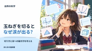 玉ねぎを切ると涙が出るのはなぜ？ 切り方と目への届き方を考える