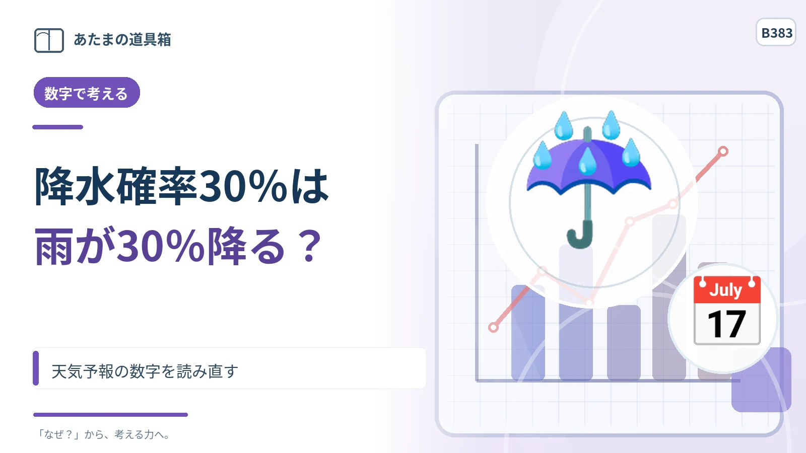 「降水確率30％」は一日の30％だけ雨？ 天気予報の数字を読み直す