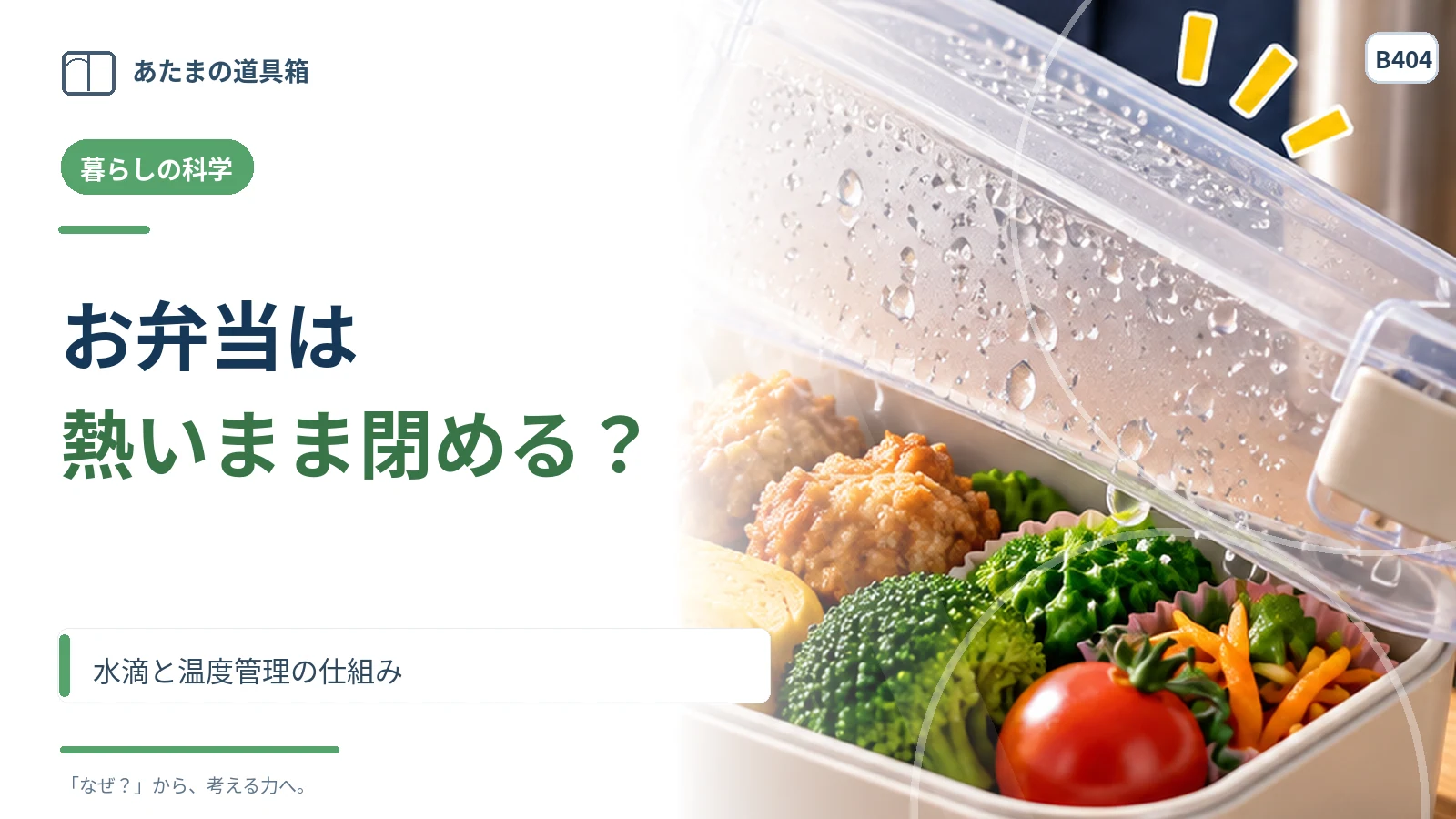 お弁当は熱いままふたを閉めてよい？ 水滴と温度管理の仕組み