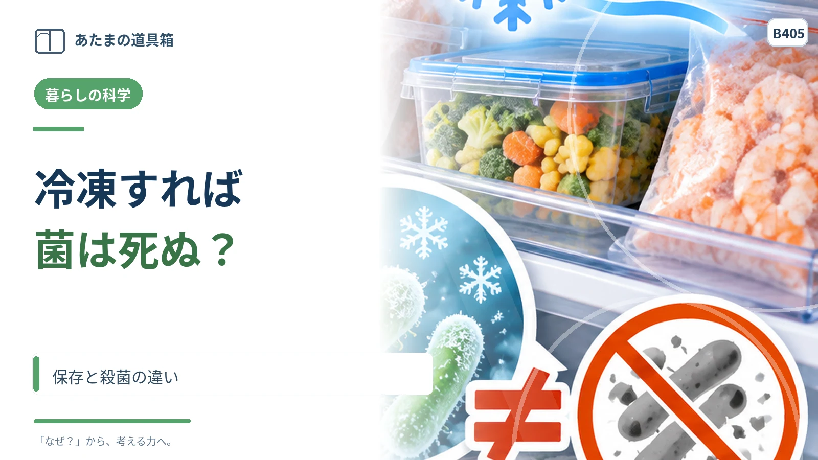 食べ物を冷凍すれば食中毒菌は死ぬ? 保存と殺菌の違い