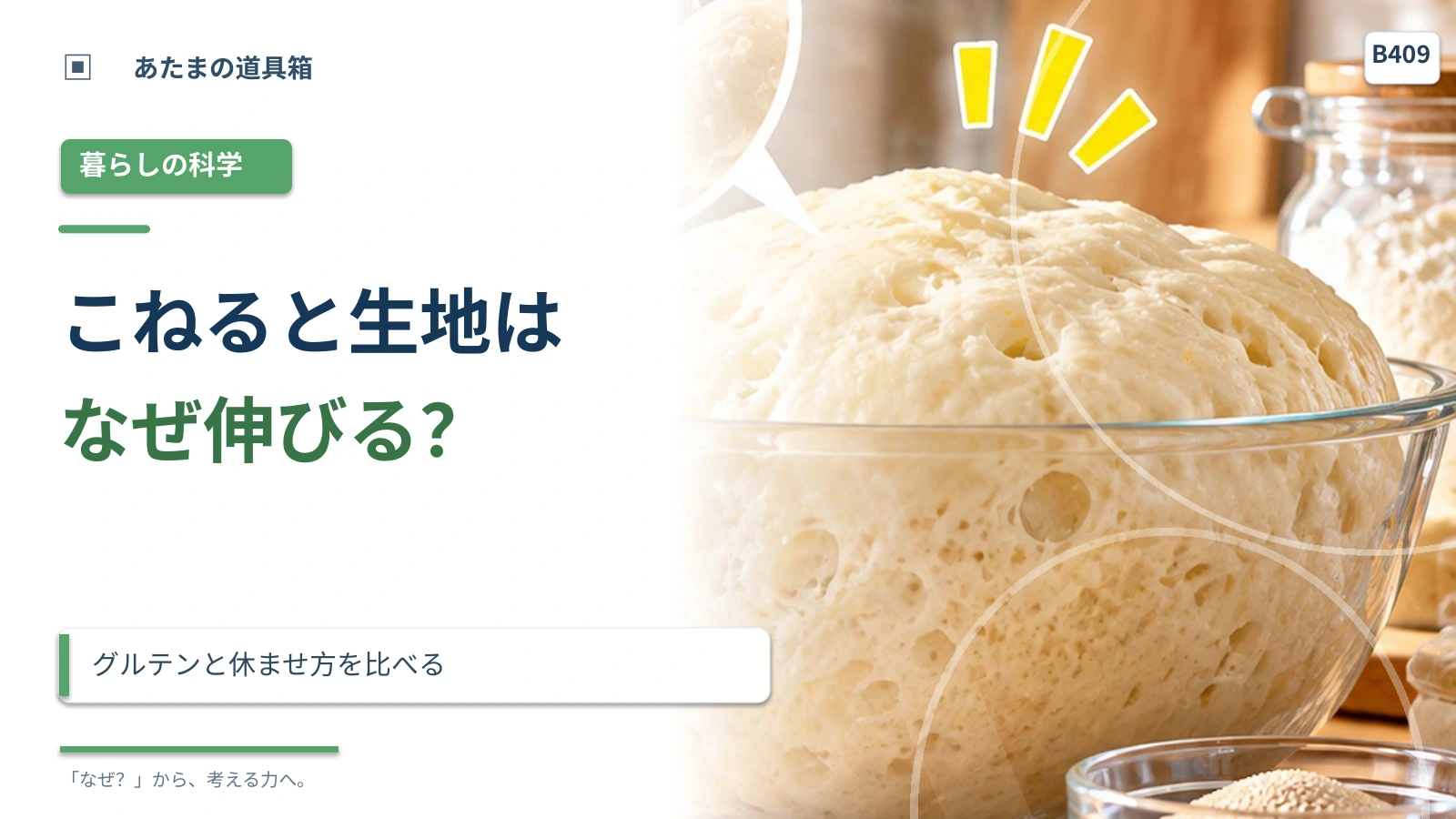 パン生地はなぜこねると伸びやすくなる？ グルテンと休ませ方を比べる