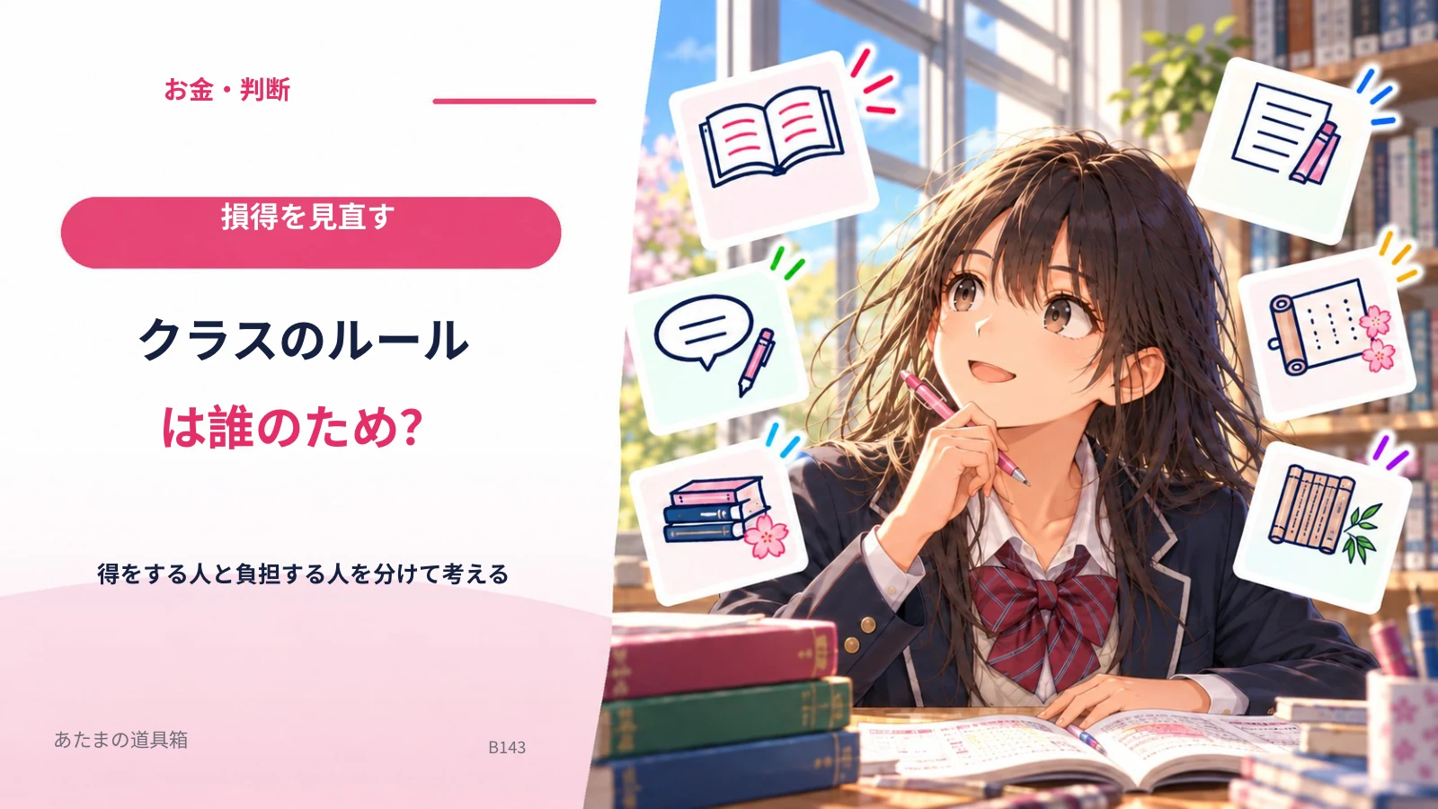 クラスのルールは誰のため？ 得をする人と負担する人を分けて考える