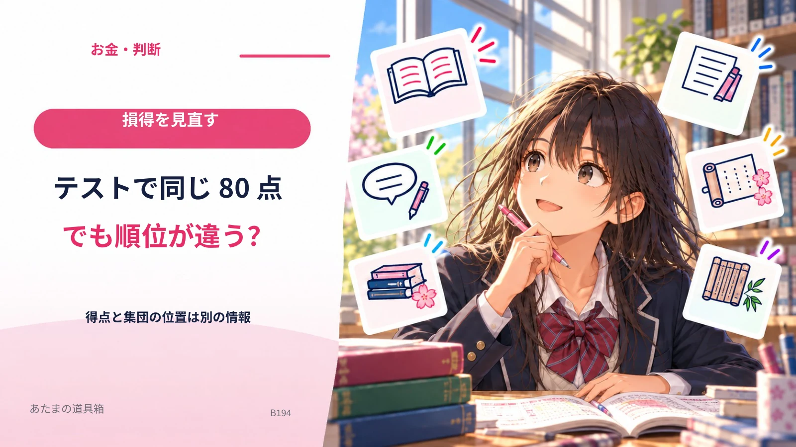 テストで同じ80点でも順位が違う？ 得点と集団の位置は別の情報